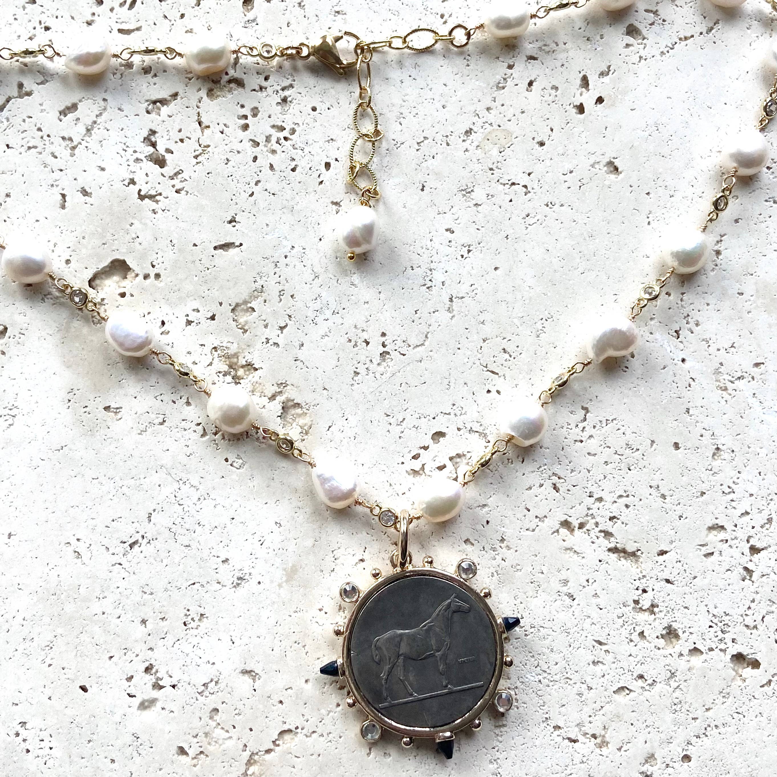 Equestrian Horse Coin Necklace