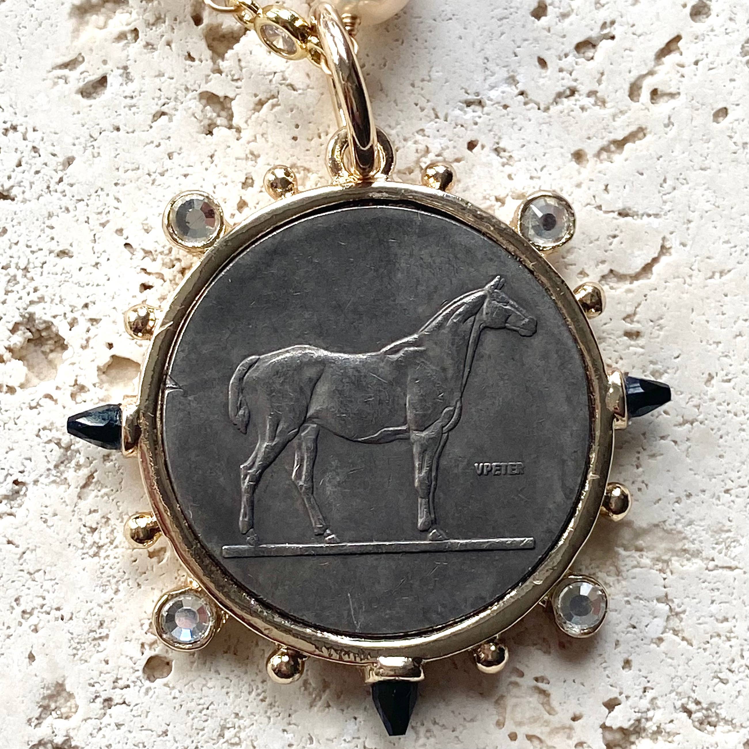 Equestrian Horse Coin Necklace