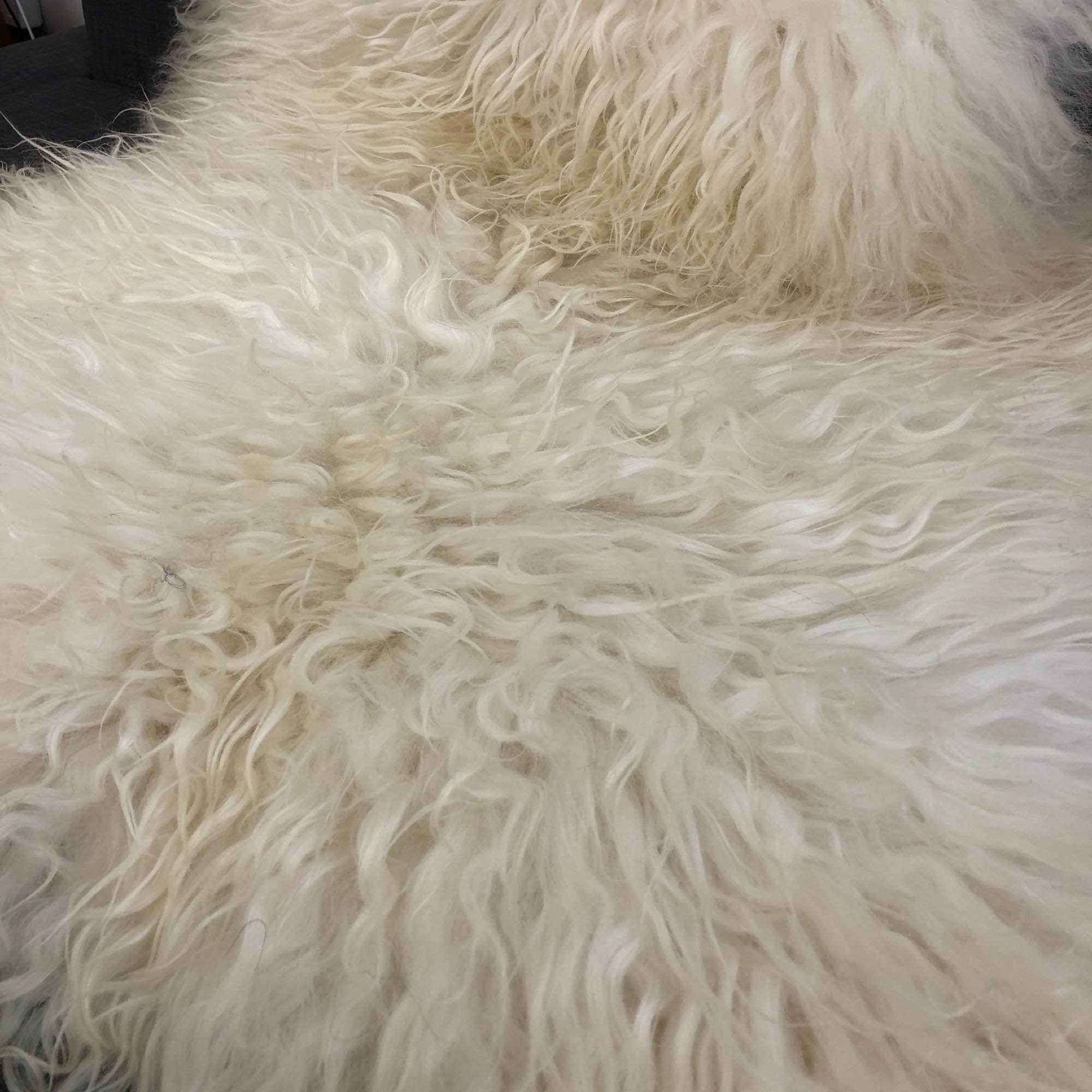 Icelandic Curly White Natural Sheepskin