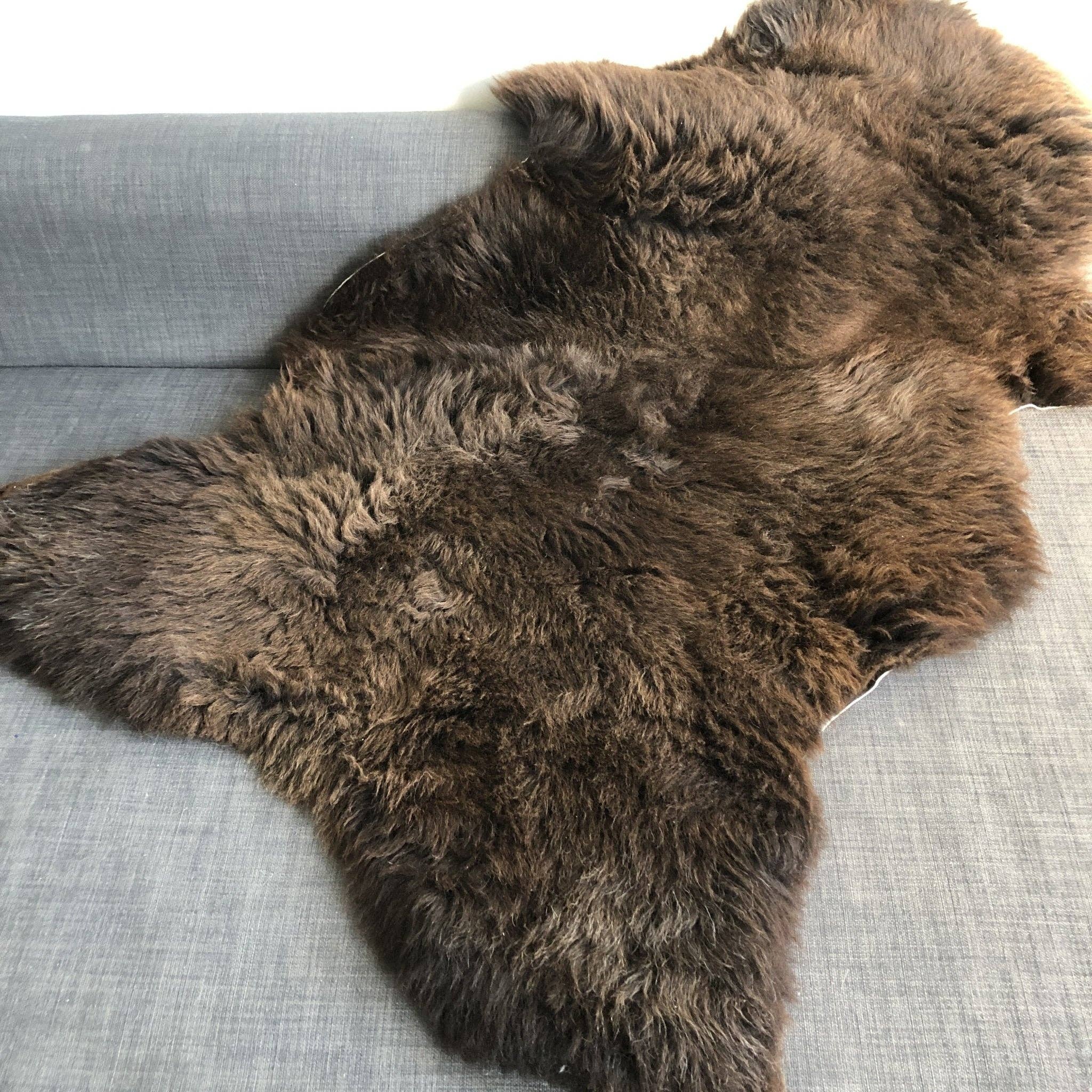 Natural British Brown Sheepskin Rug Large