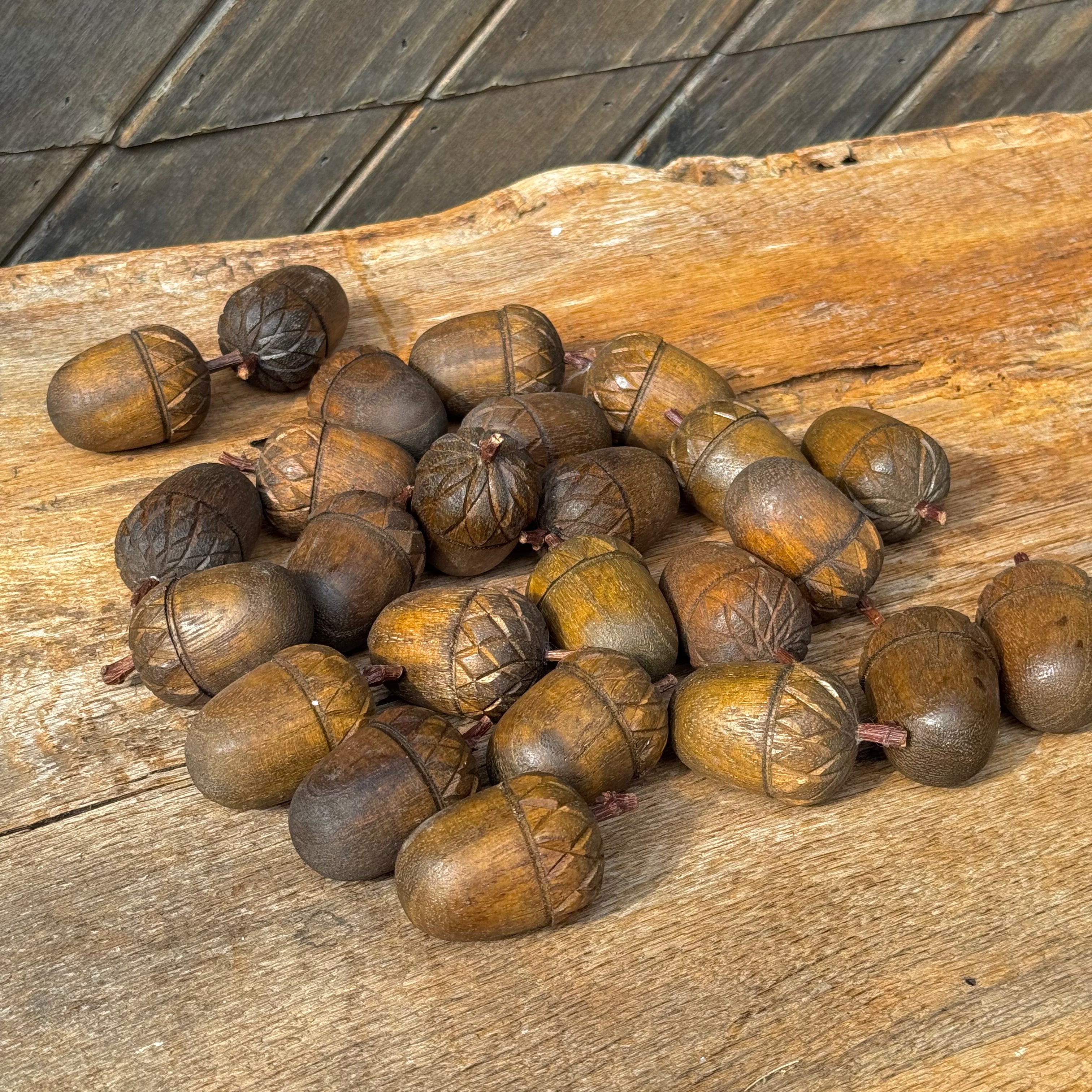 Hand-Carved Wooden Acorn