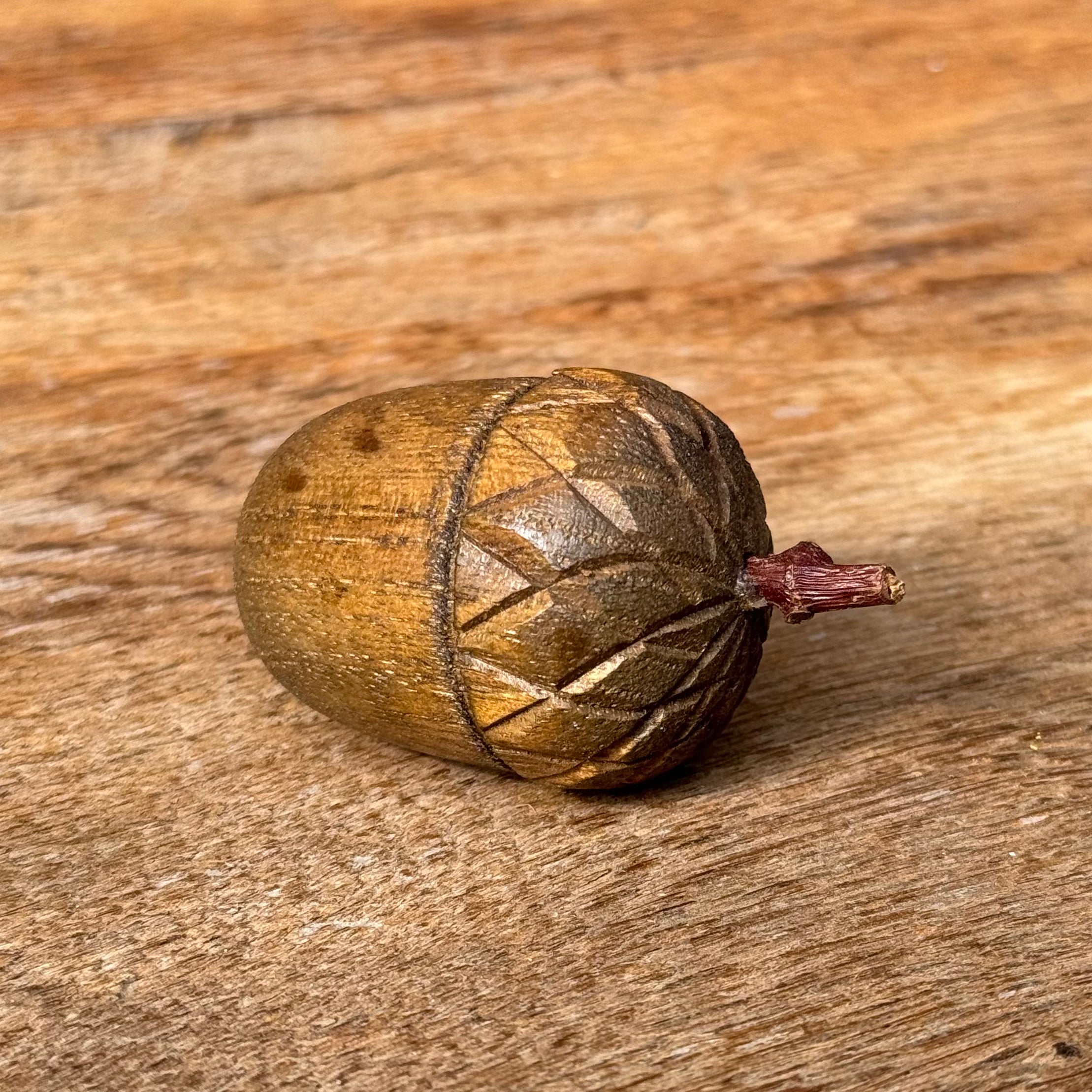 Hand-Carved Wooden Acorn