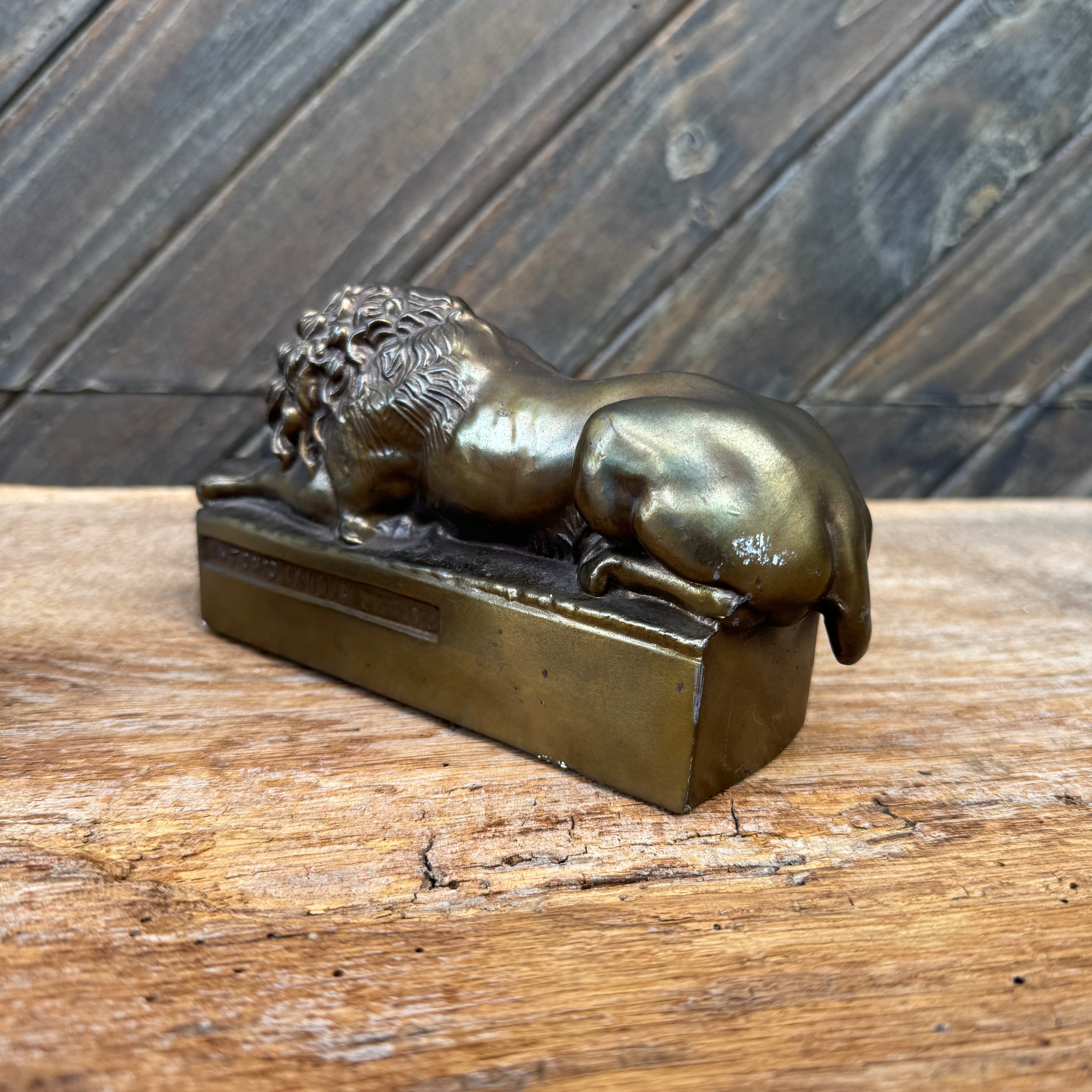 Antique Solid Bronze Canova Lion Bookends