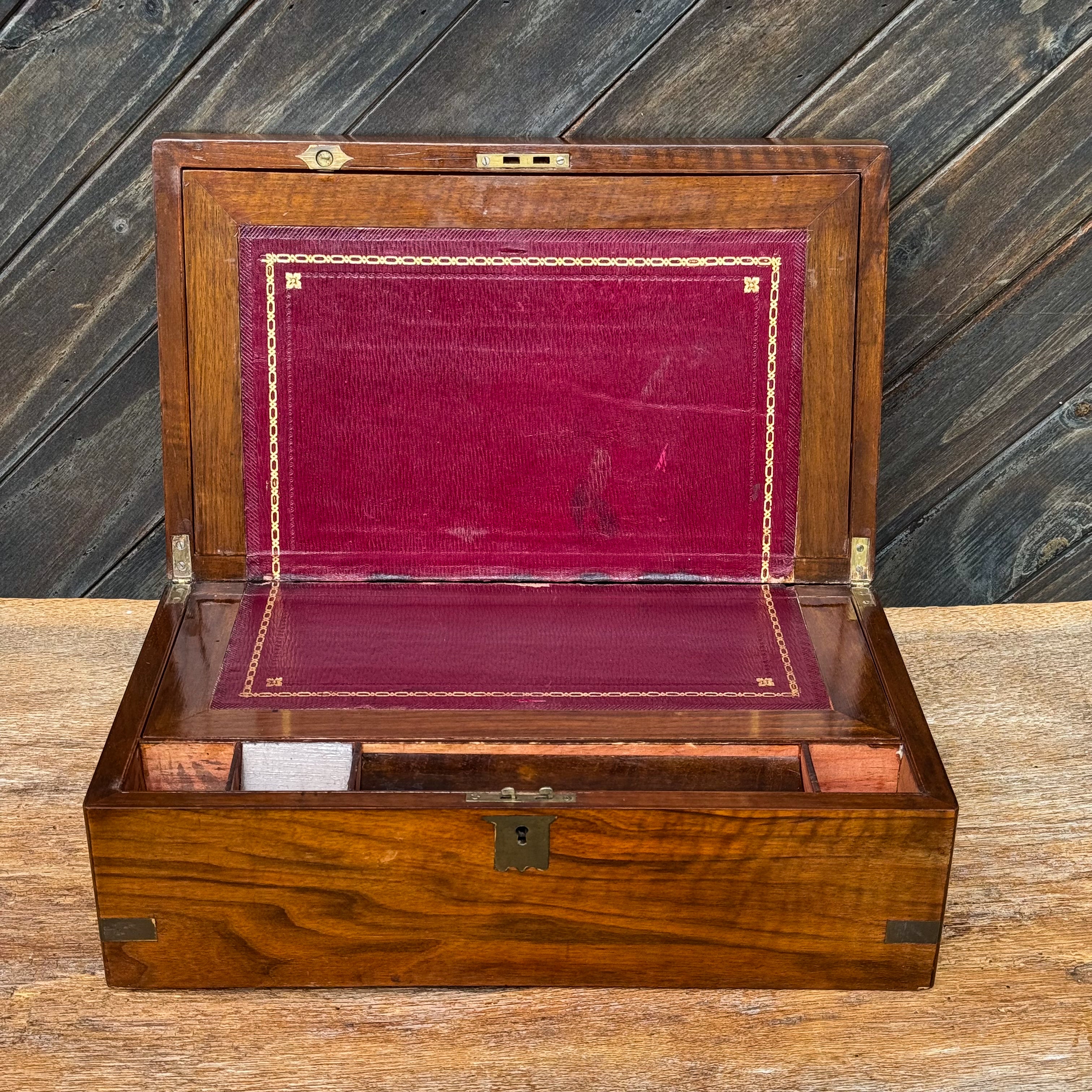 Victorian Walnut Writing Slope with Key