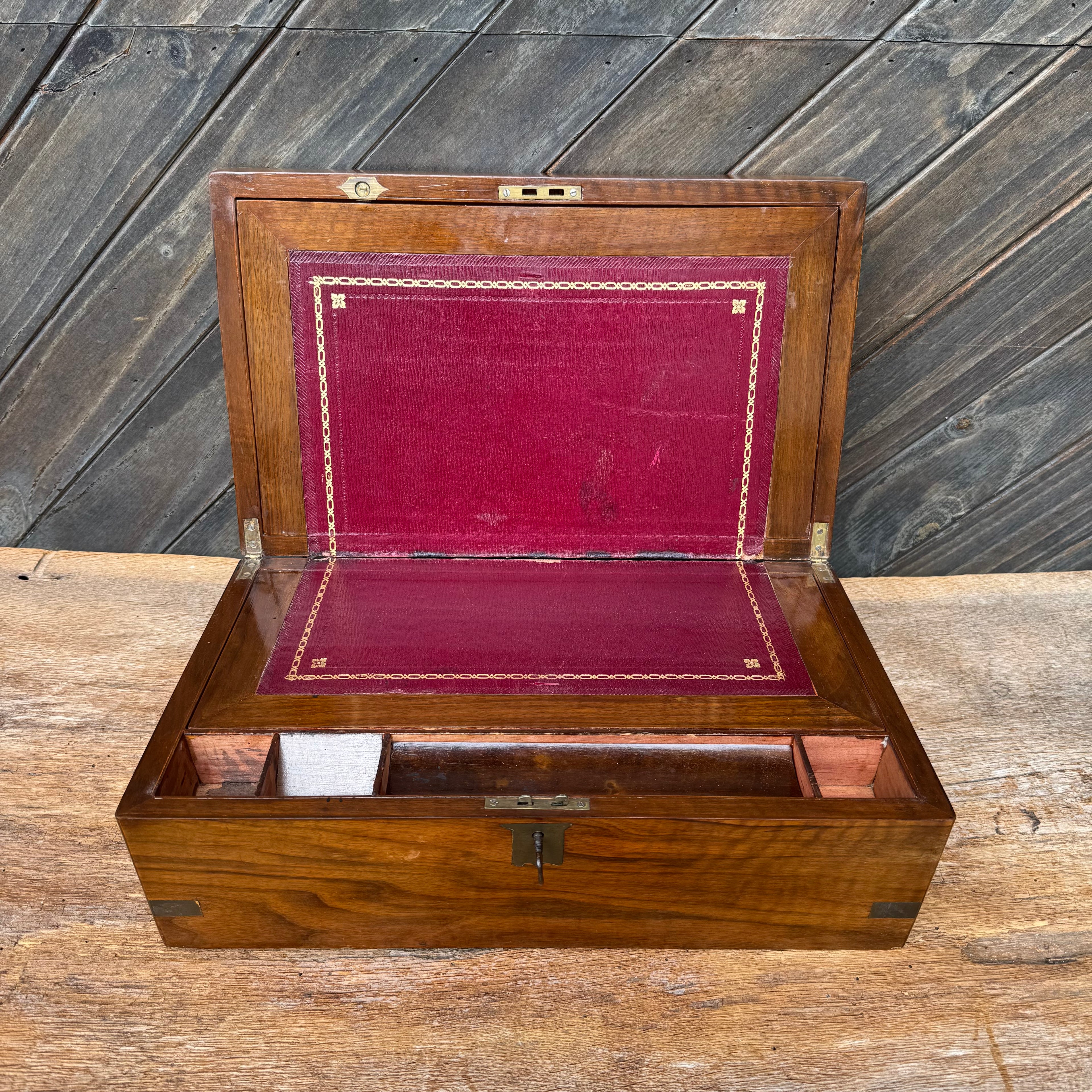 Victorian Walnut Writing Slope with Key