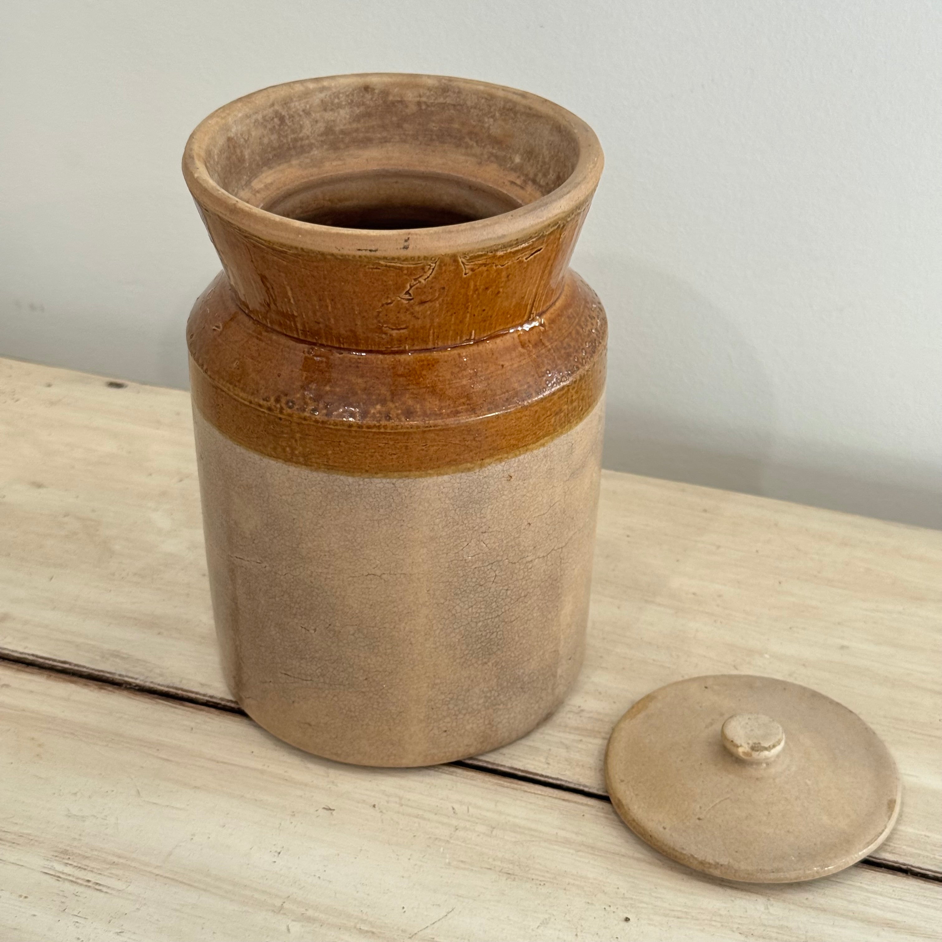 Antique Stoneware Jar with Lid