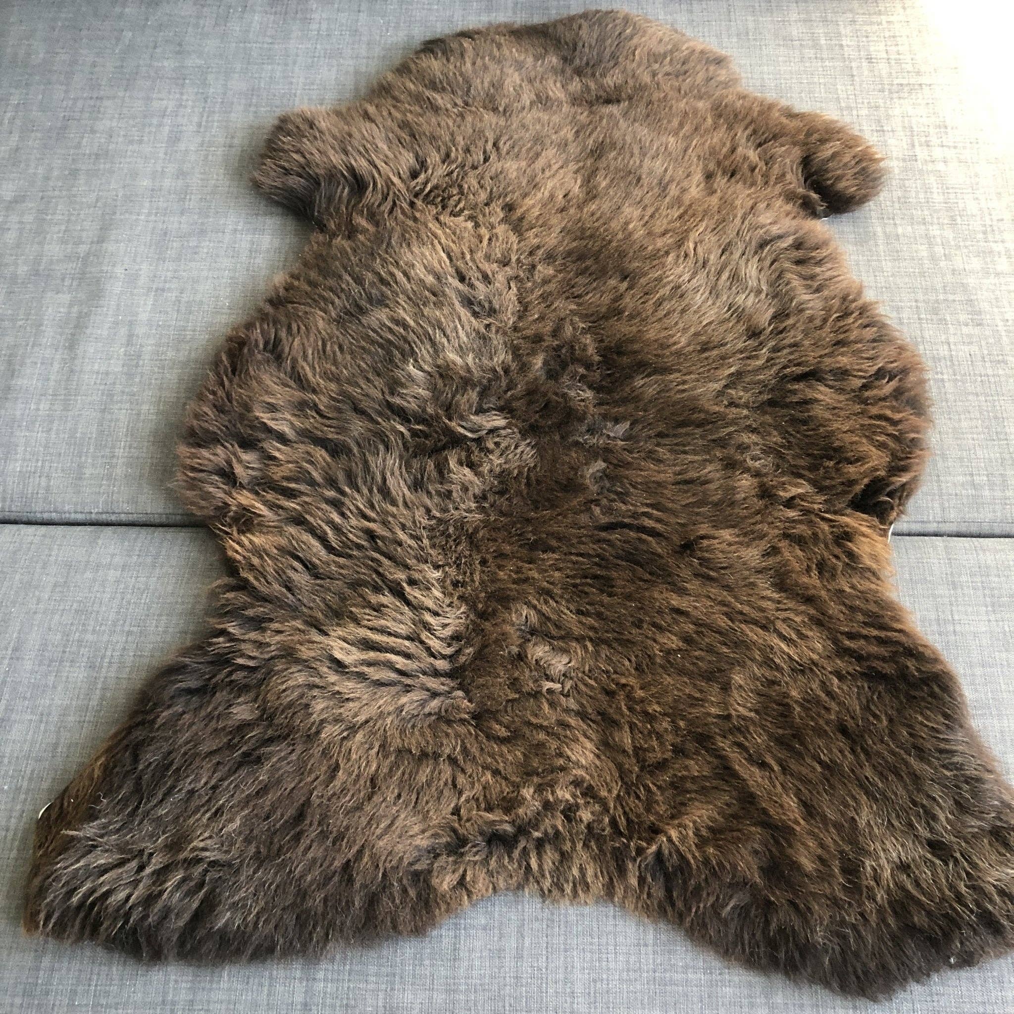 Natural British Brown Sheepskin Rug Large