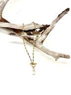 Necklace Baroque Pearl Pyrite Bead Chain 18”w/Gold Toggle 18”