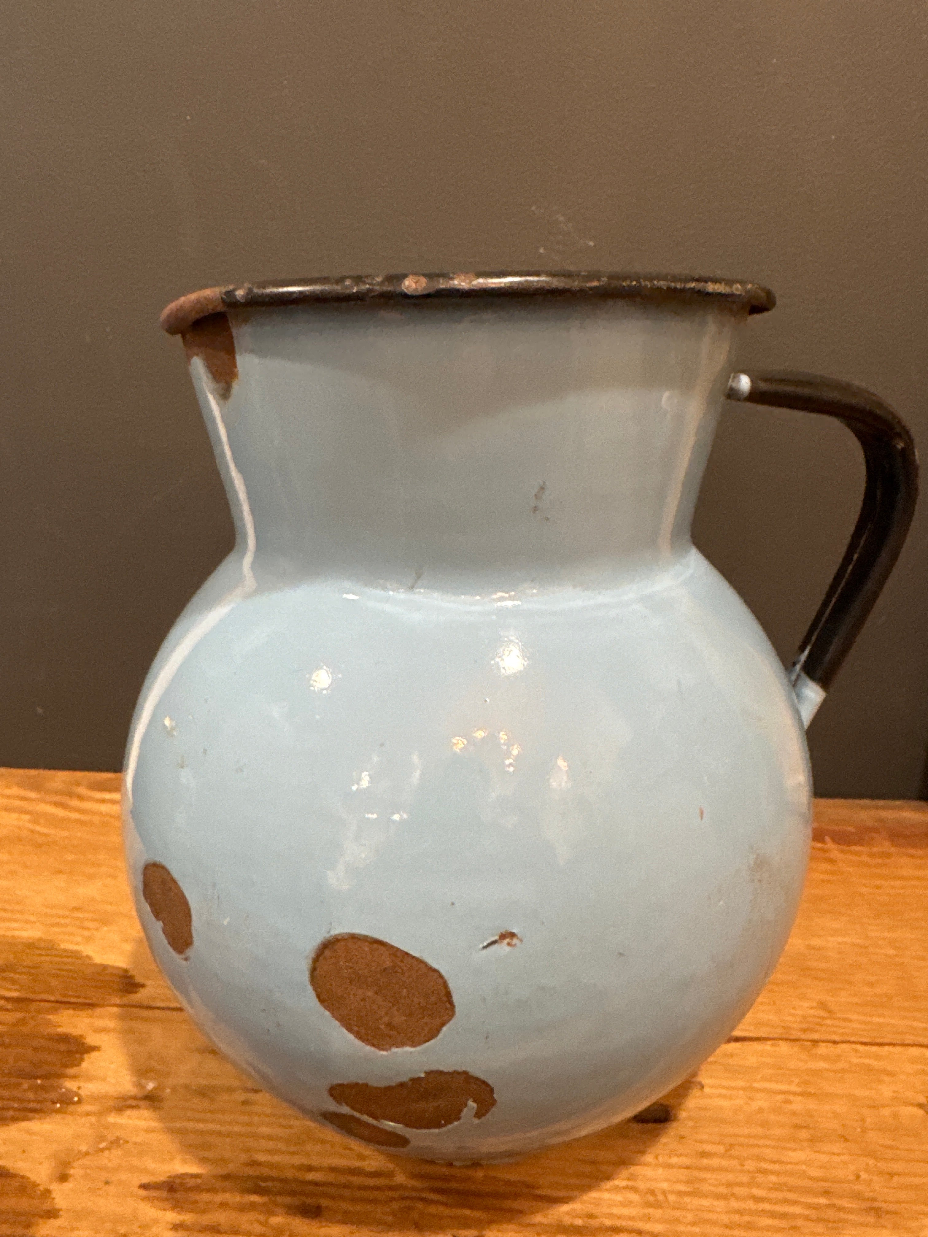 Vintage Blue Enamel Pitcher