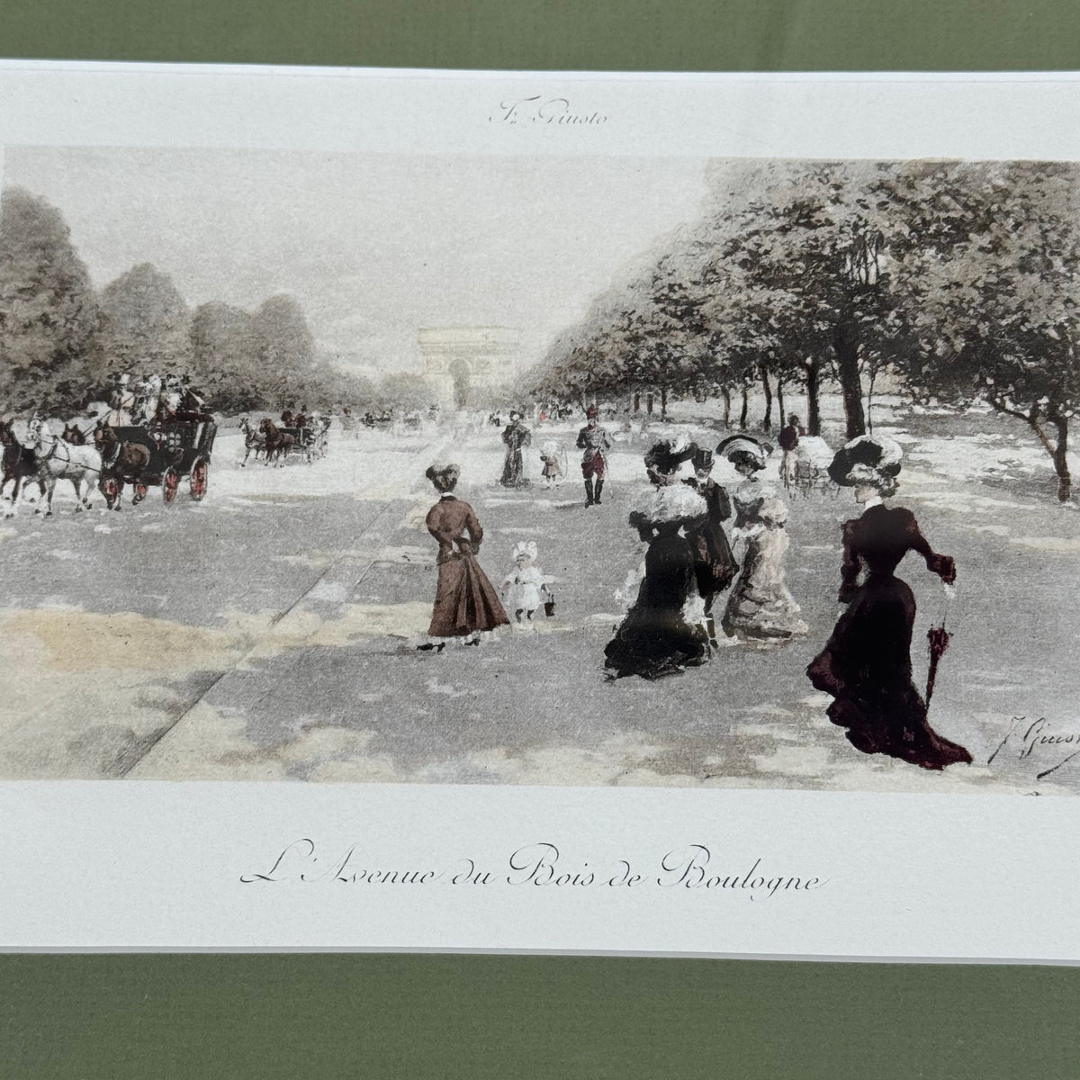 Pair of F. Giusto Hand-Colored Paris Engravings