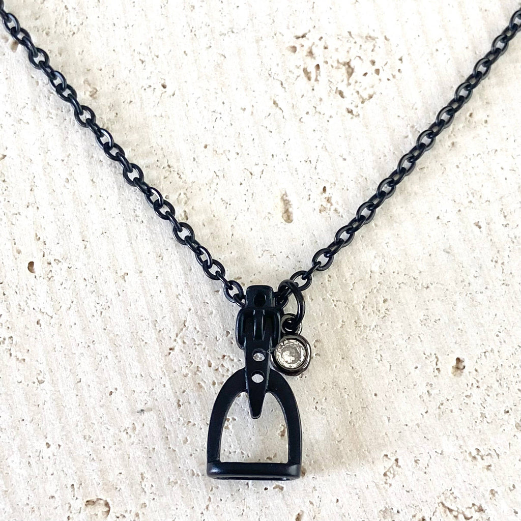 Horse jewelry stirrup necklace, equestrian, derby