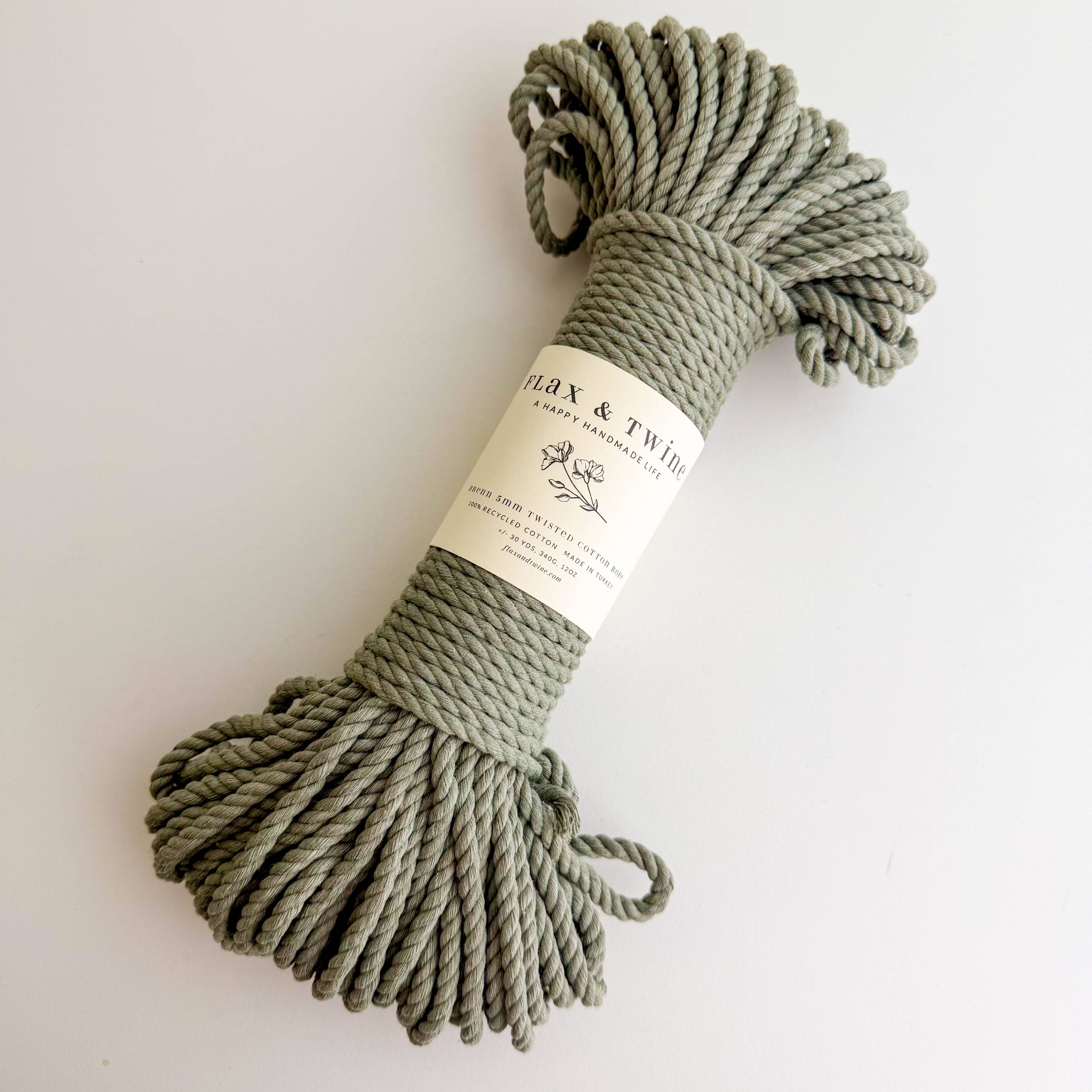 Flax & Twine 5mm Brenn Twisted Cotton Rope