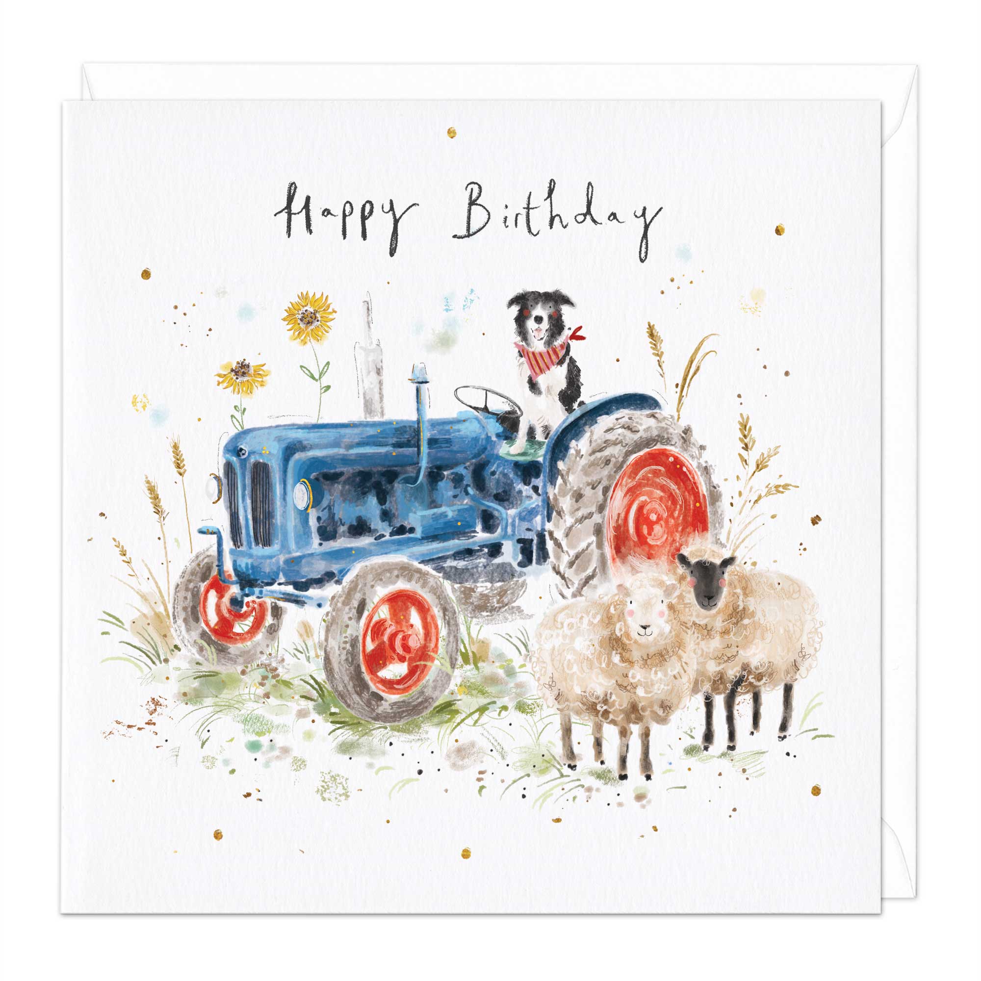 Sheepdog Tractor Birthday Card