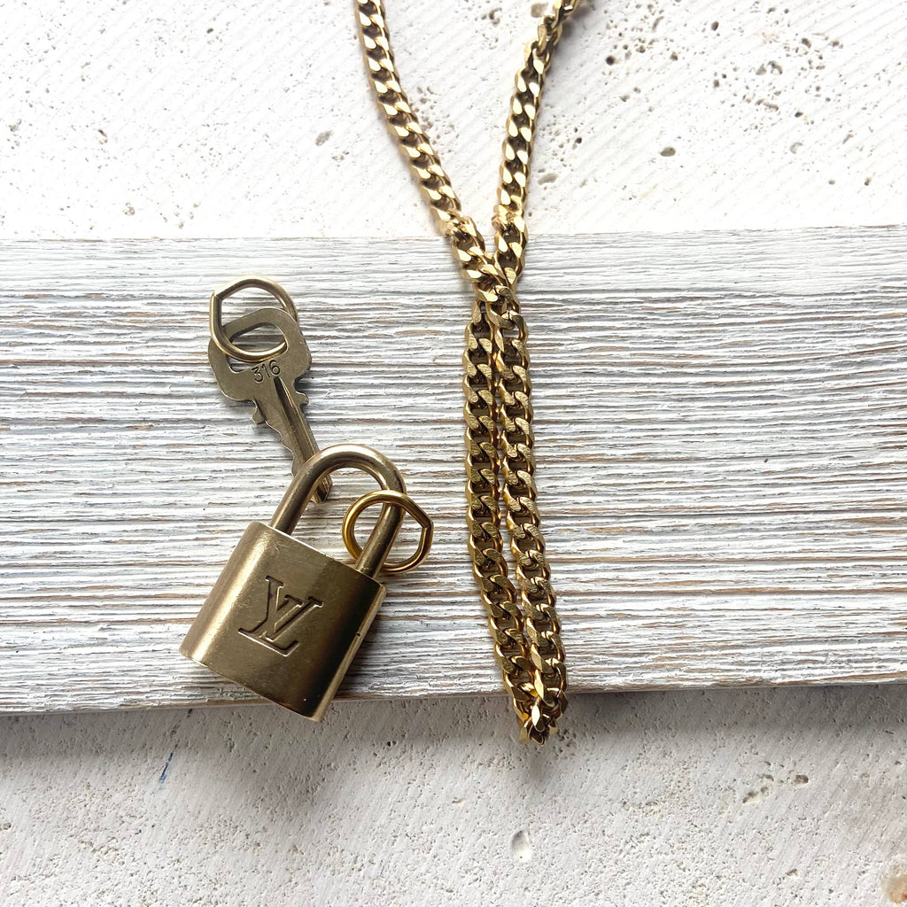 Louis Vuitton Upcycled Repurposed Lock + Key Necklace 