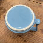 Vintage Blue Glazed Pottery Pitcher