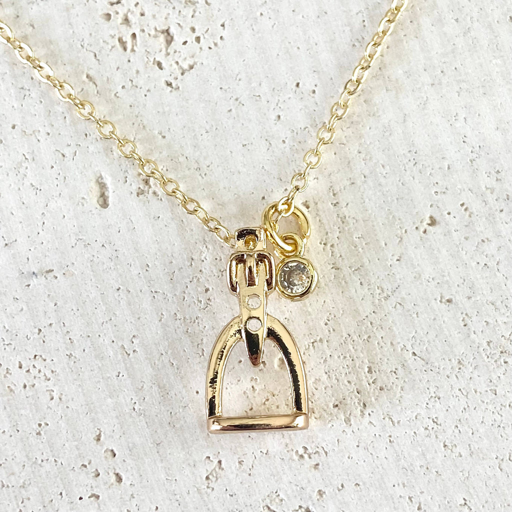 Horse jewelry stirrup necklace, equestrian, derby