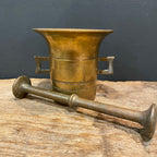 Antique Brass Mortar & Double-Ended Pestle