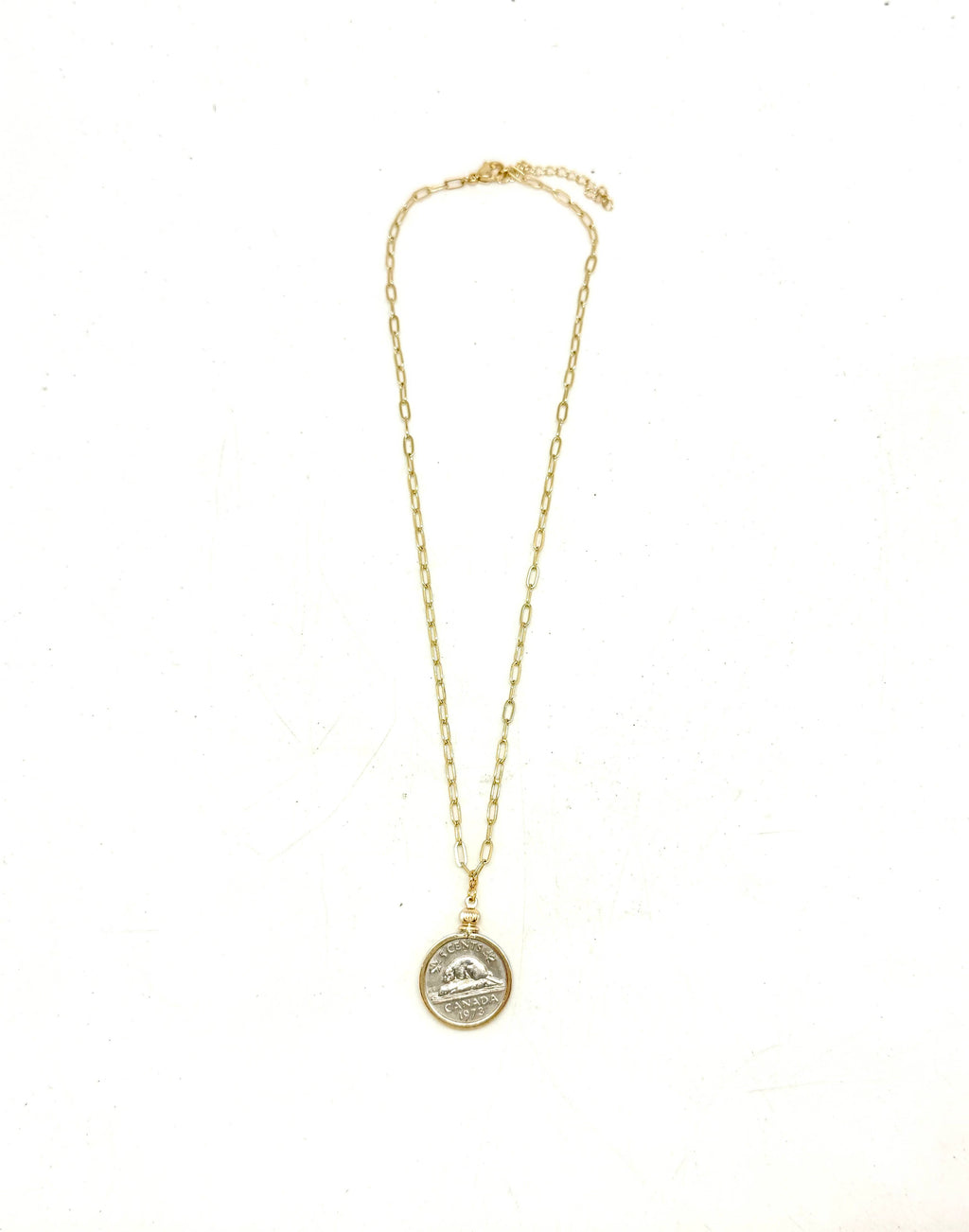 Necklace Queen Elizabeth,Double Sided Bezel,Paper Clip Chain