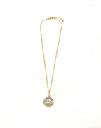 Necklace Queen Elizabeth,Double Sided Bezel,Paper Clip Chain