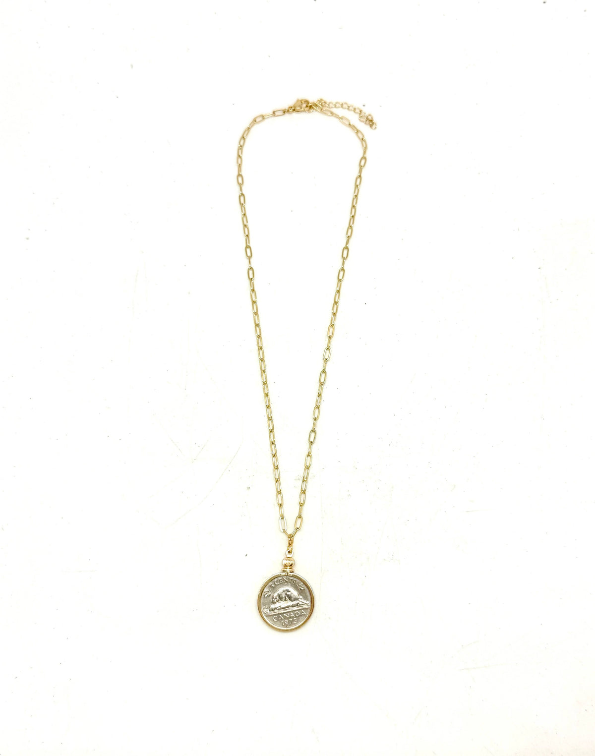 Necklace Queen Elizabeth,Double Sided Bezel,Paper Clip Chain