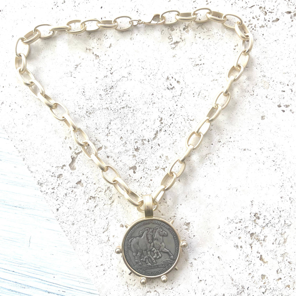 Horse coin Necklace  Belgium Style