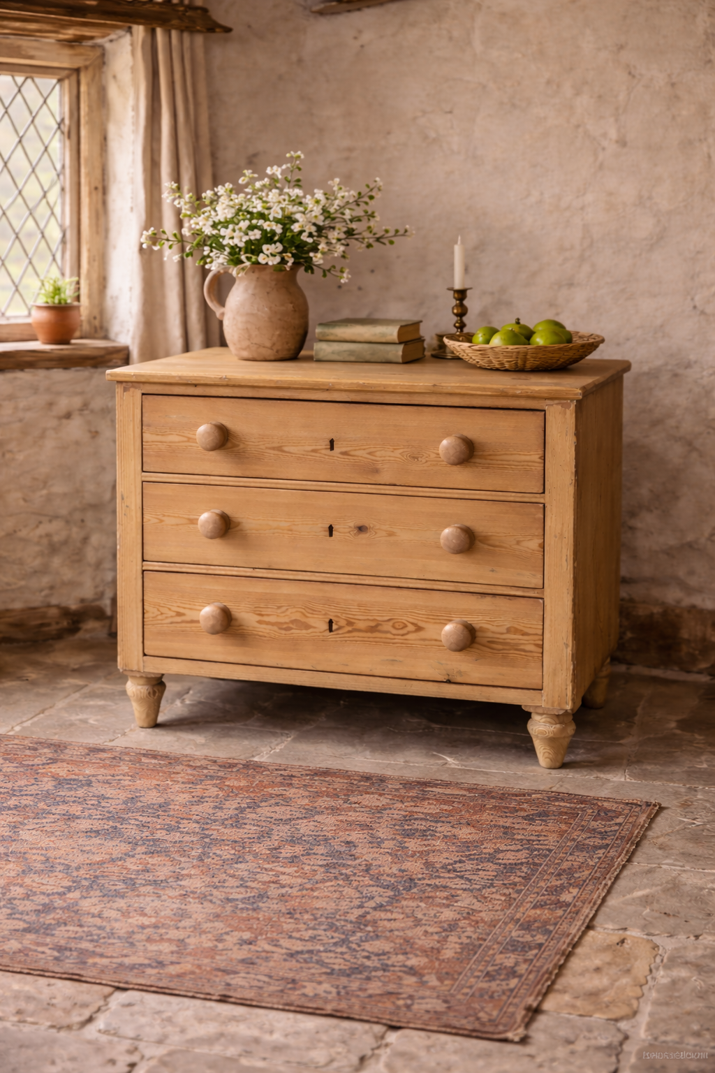 Antique English Pine Chest of Drawers – England, 19th Century