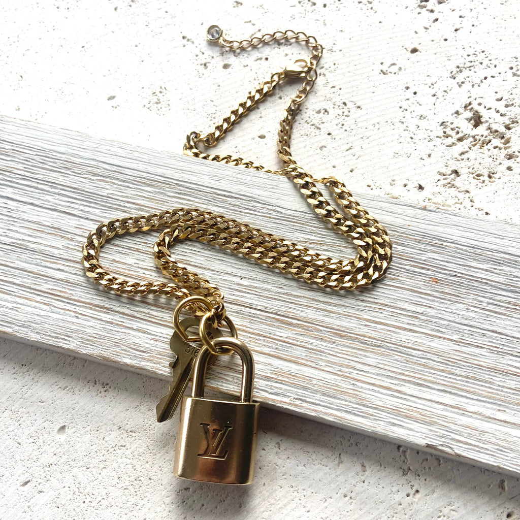 Louis Vuitton Upcycled Repurposed Lock + Key Necklace 