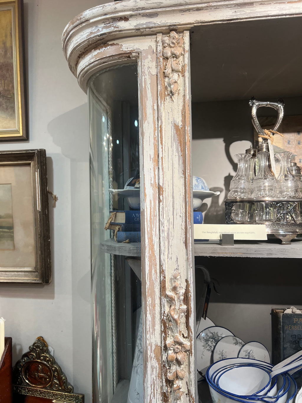 Antique French Curved Glass Cabinet