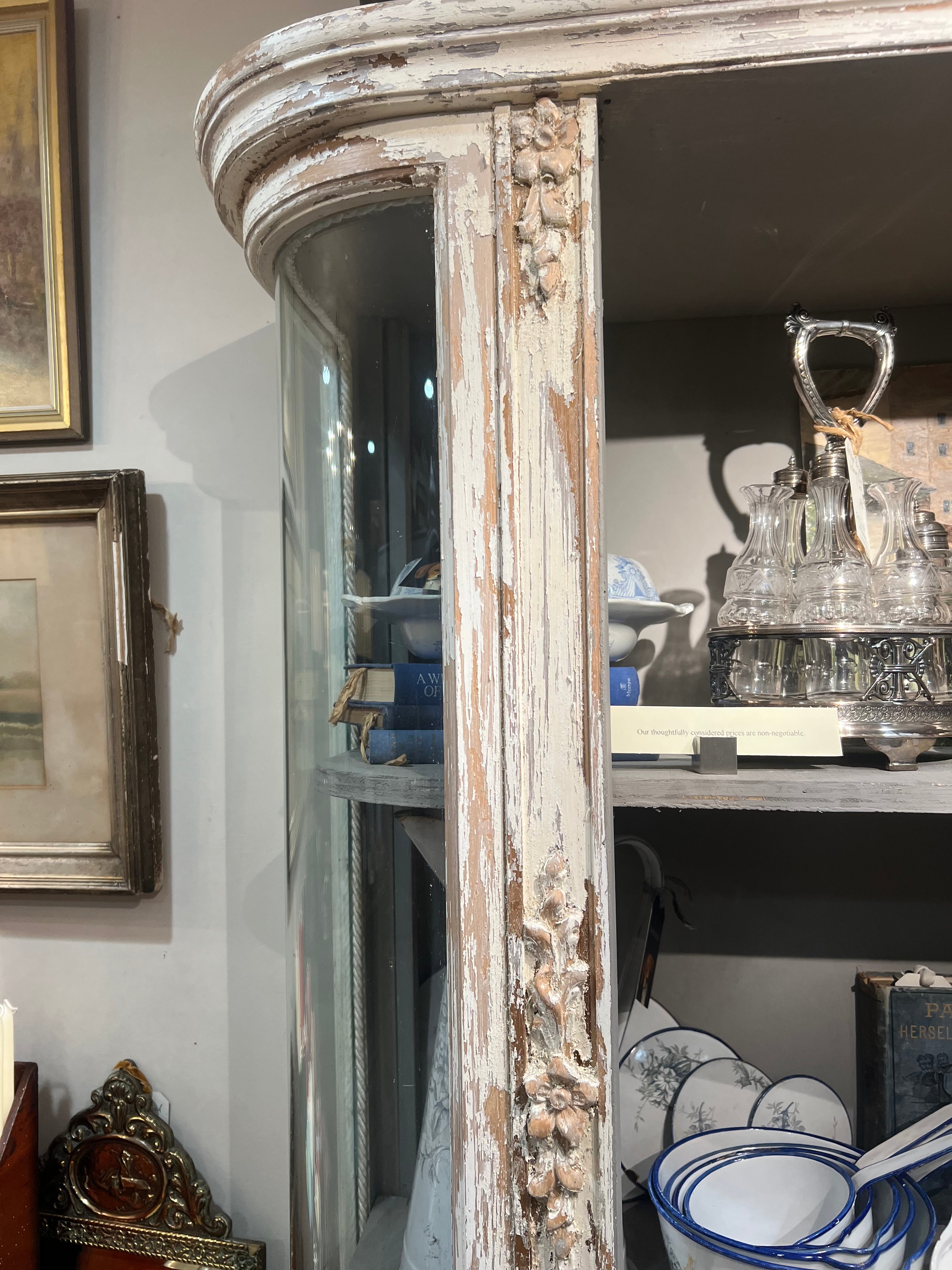 Antique French Curved Glass Cabinet