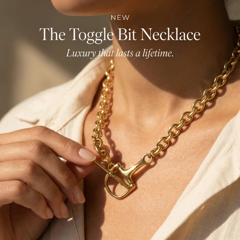 Equestrian Horse Bit Toggle Necklace 18k Gold