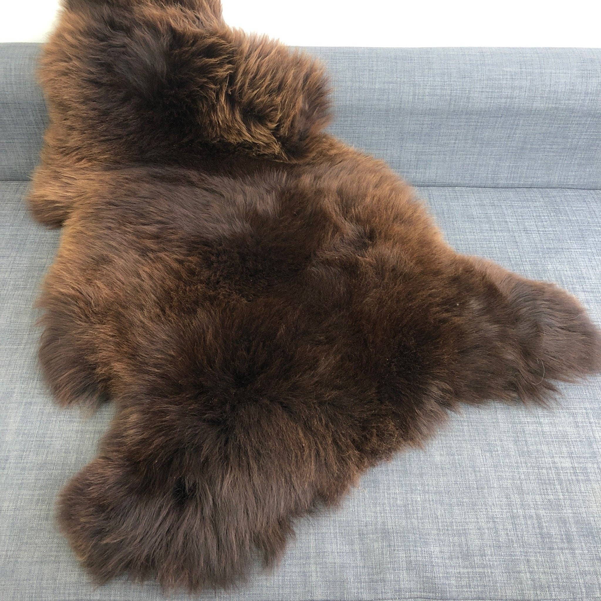 Natural British Brown Sheepskin Rug Large