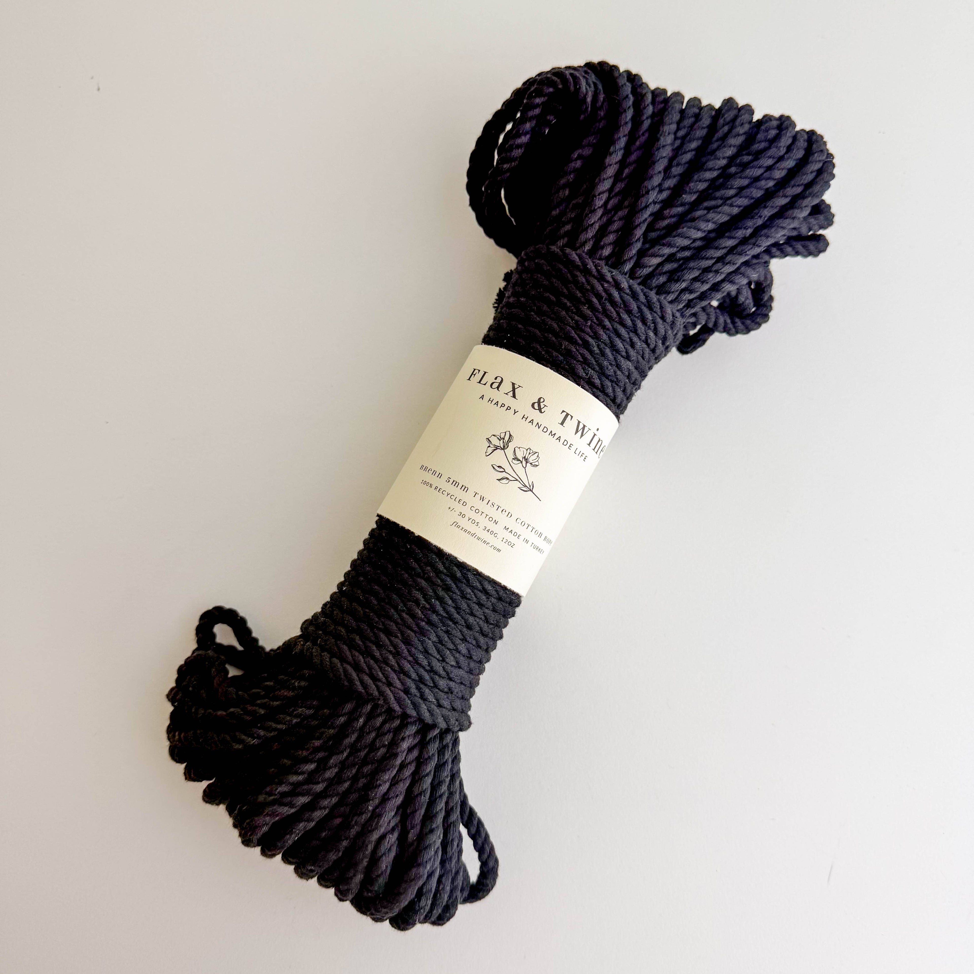 Flax & Twine 5mm Brenn Twisted Cotton Rope
