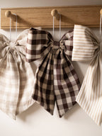 Cream and Beige Gingham Hanging Bow