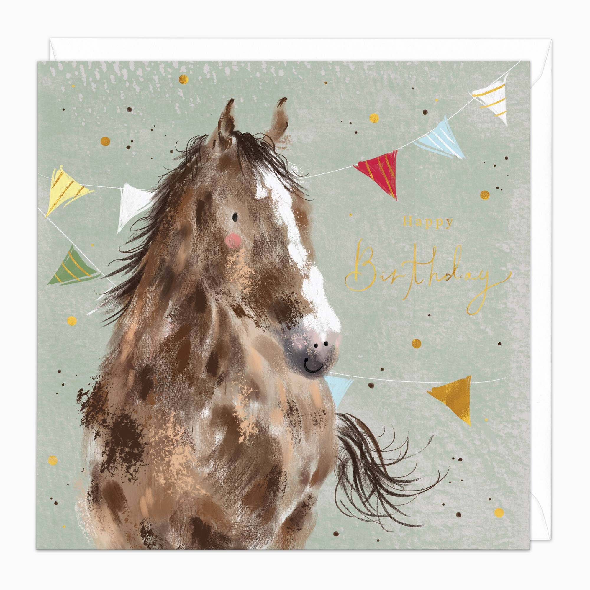 Horse in the Bunting Birthday Card