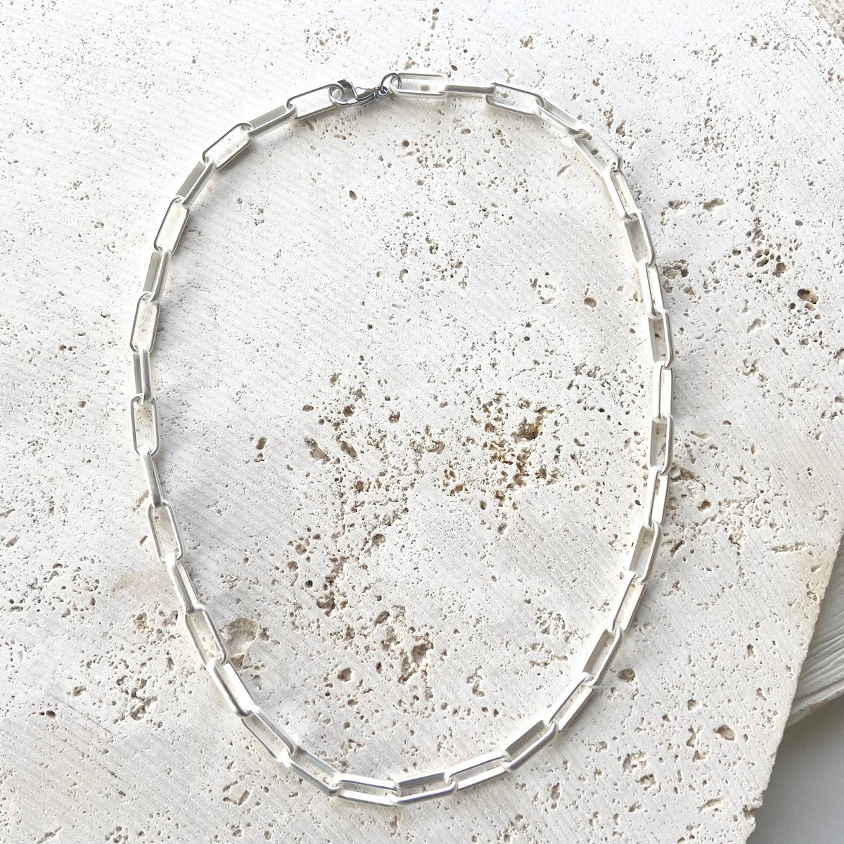 Paperclip Layering Necklace Matte Silver
