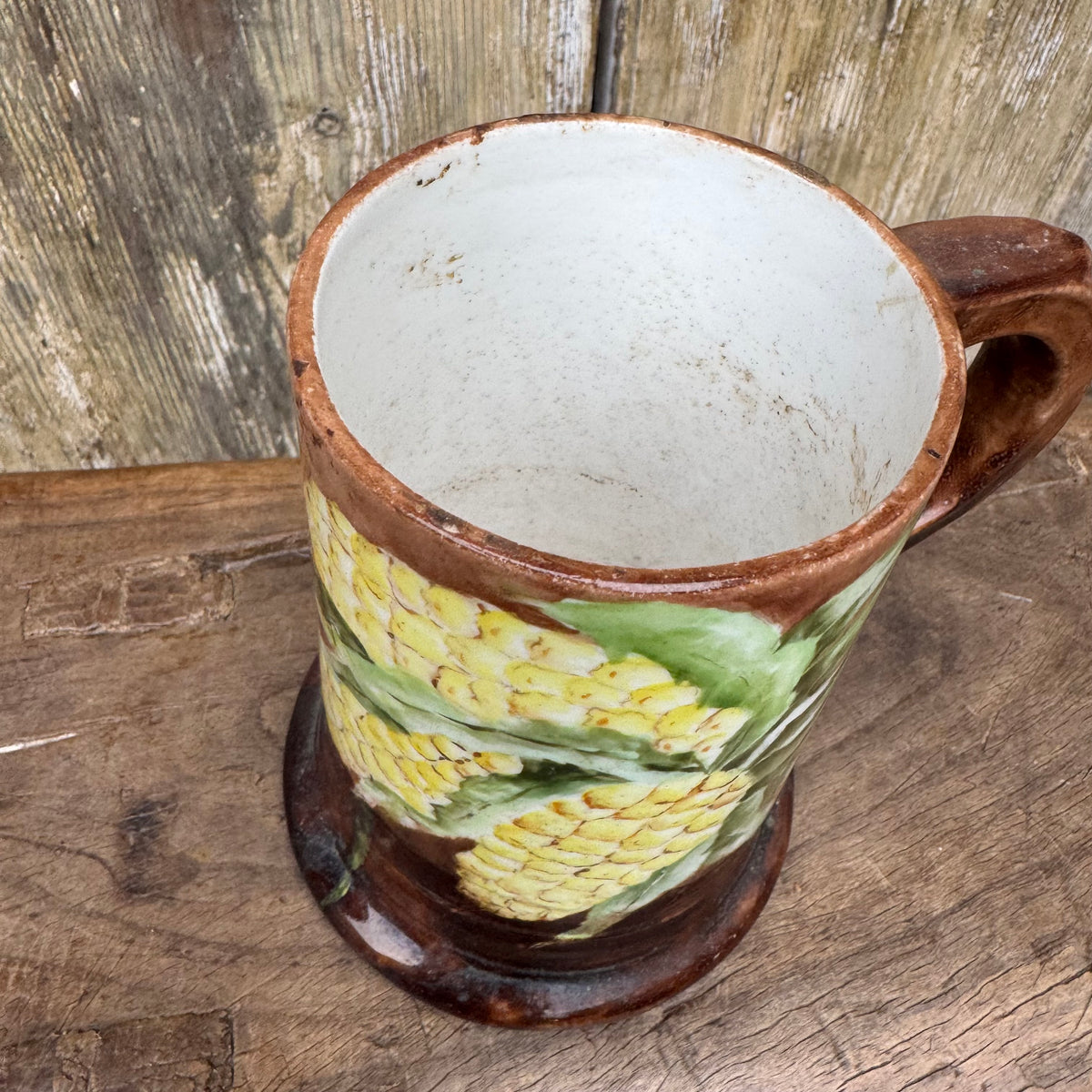 Antique Bell Pottery Hand-Painted Corn Mug, c. 1890–1906
