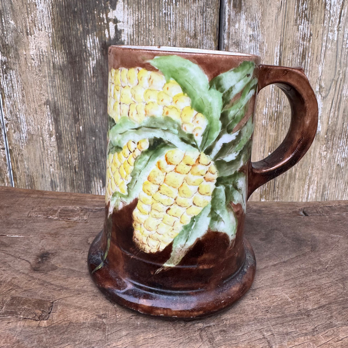 Antique Bell Pottery Hand-Painted Corn Mug, c. 1890–1906