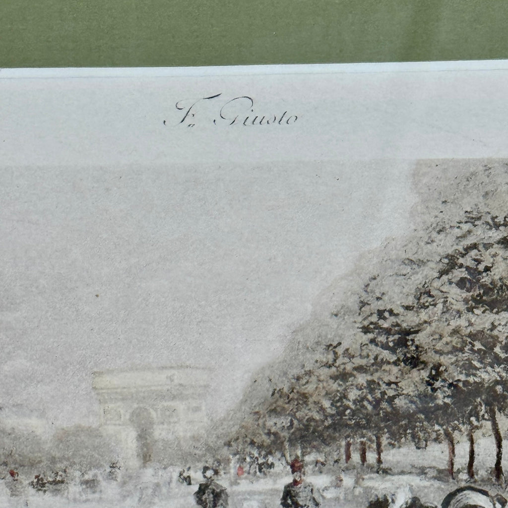 Pair of F. Giusto Hand-Colored Paris Engravings