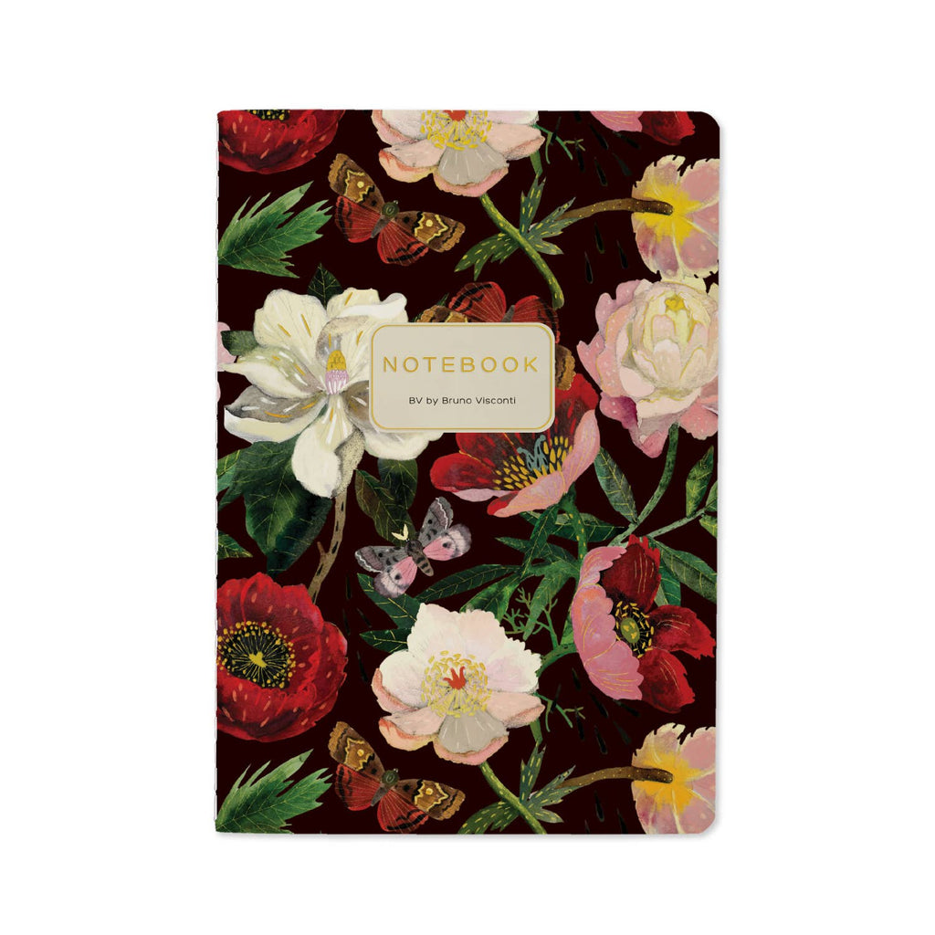 Peonies on Black Notebook