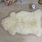 British Curly Sheepskin Natural White Medium