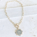 Equestrian Horse Coin Link Necklace