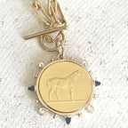 Gold Toggle Equestrian Horse Coin Necklace