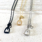 Horse jewelry stirrup necklace, equestrian, derby