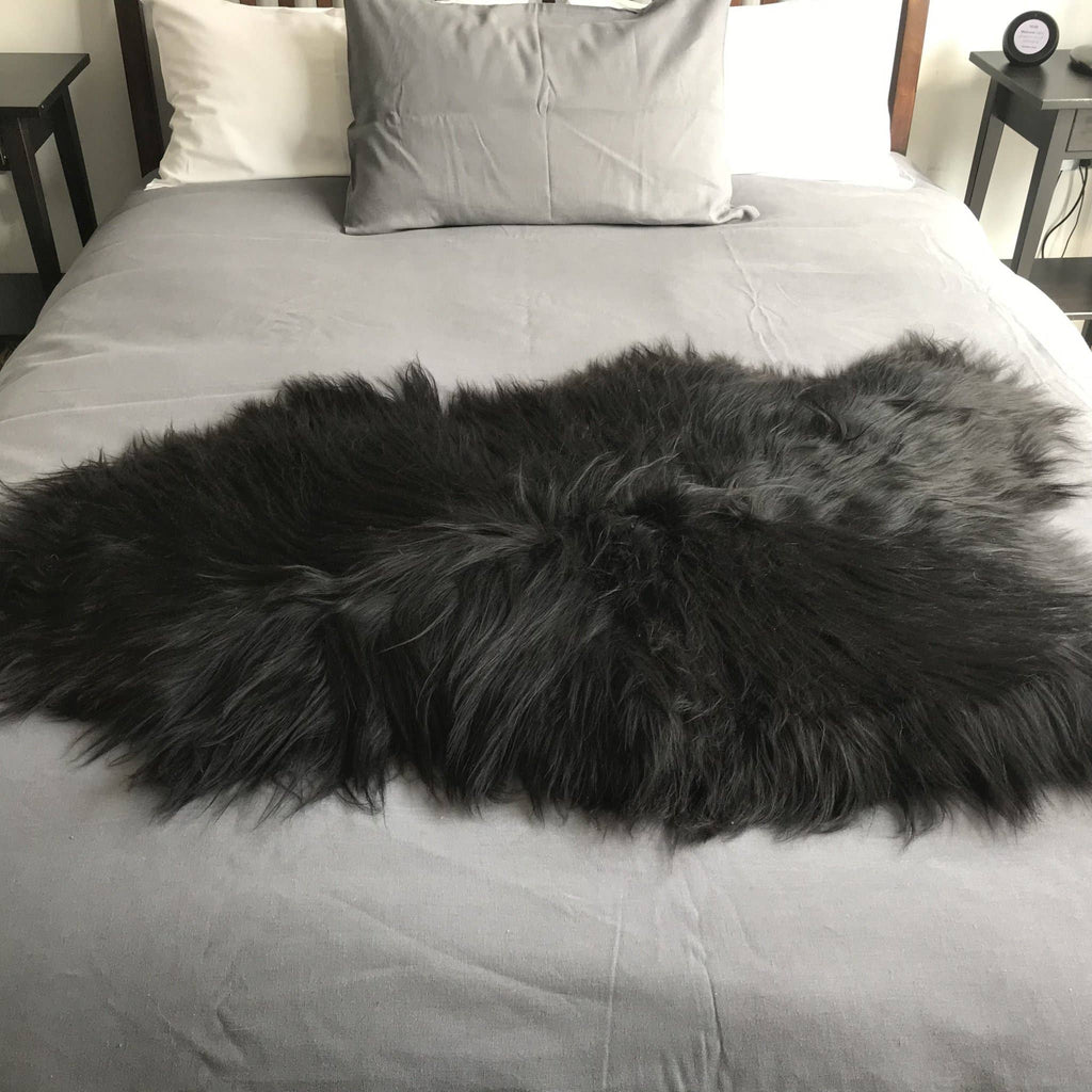 Icelandic Natural Black Undyed Sheepskin Rug