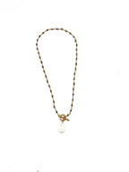 Necklace Baroque Pearl Pyrite Bead Chain 18”w/Gold Toggle 18”