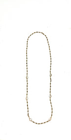 Necklace Freshwater Pearls on Pyrite Hematite Bead Chain 32”