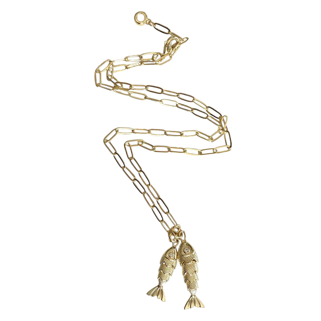 Double Goldfish Pendant Necklace