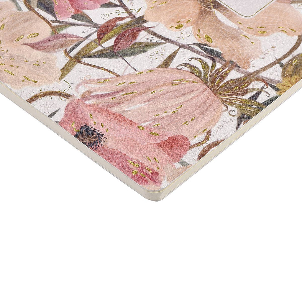 Vegan Leather A5 Notebook -Soft Petals