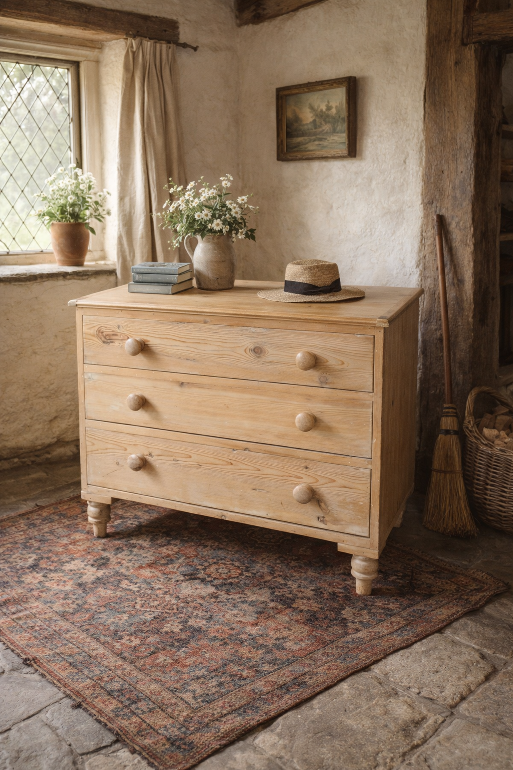 Antique English Pine Mule Chest / Blanket Chest