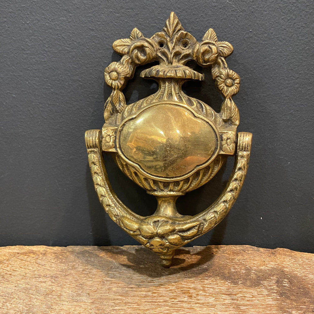 Vintage English Brass Floral Door Knocker